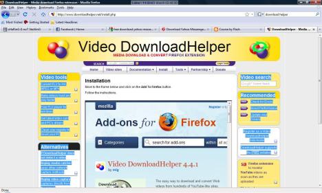 Mozilla Firefox Download Helper. Selain file video download